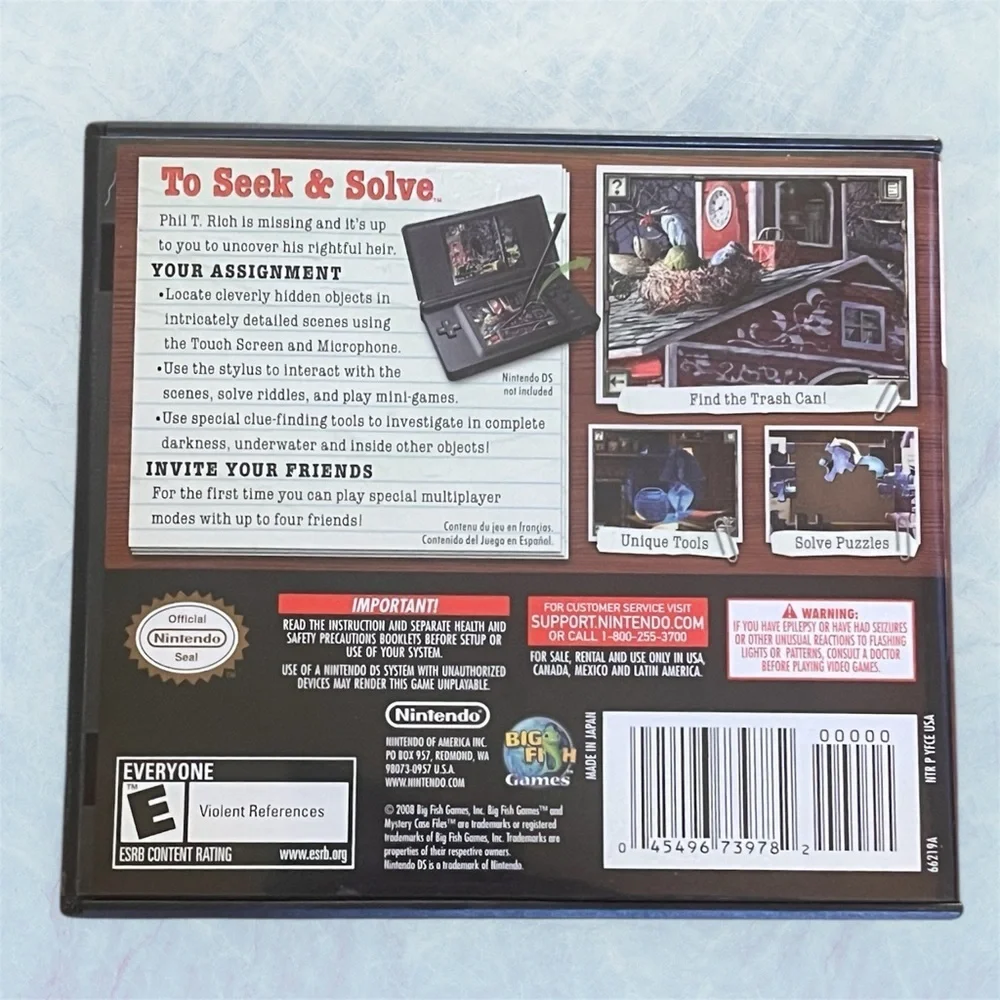 Mystery Case Files: MillionHeir Nintendo DS | CIB | Hidden Object Mystery